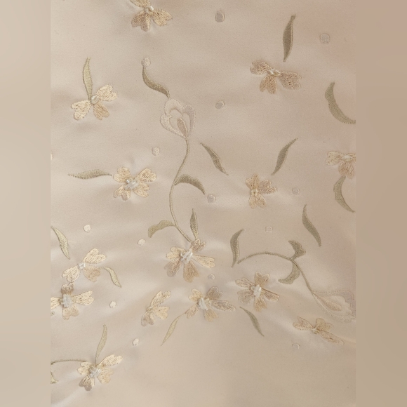 Champagne Satin Embroidered Wedding Dress With Train Size 12 - Picture 10 of 16